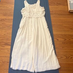 Lucky Brand Crochet Bodice Ivory jumpsuit size Medium